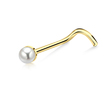 2mm Pearl Silver Curved Nose Stud NSKB-148p